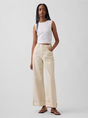 GAP Wide Leg Jeans in Light Beige